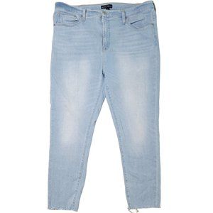 j crew mercantile L6496 high rise raw hem light wash jeans size 34